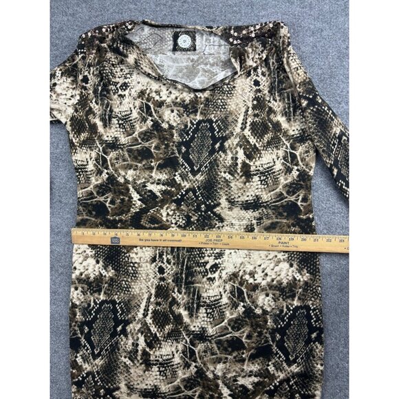 Double D Ranch Python SNAKE Print Dress Women's Large Embellished Brown Tunic - Picture 6 of 8